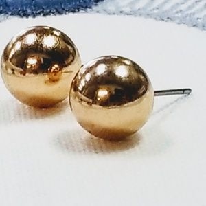 New 9mm Gold Ball Stud Earrings